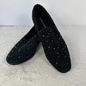 Donald J Pliner Lynn, Black Studded Slip-on Flat Loafers Flats, Slip-ons, 8.5M